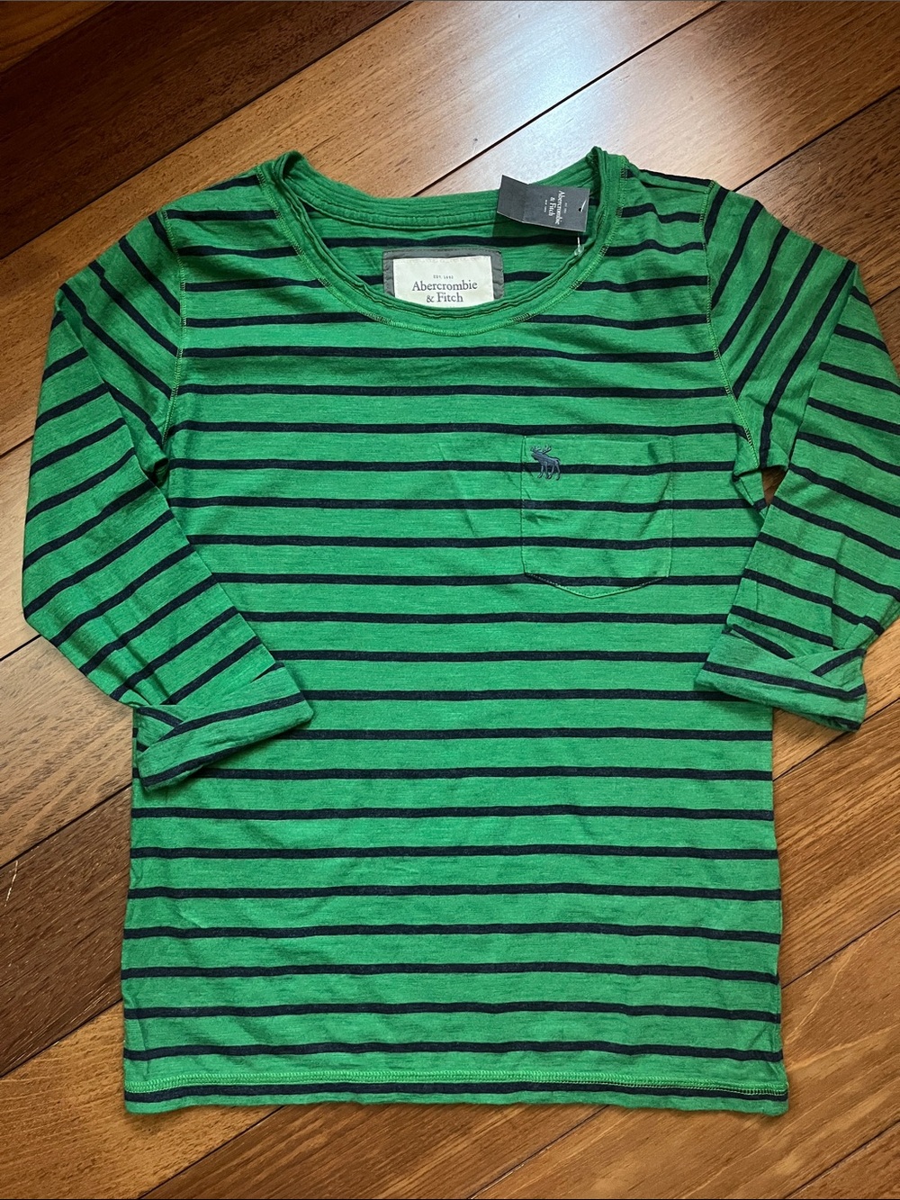 NWT Y2K Abercrombie Moose Logo Striped Long Sleeve Tee